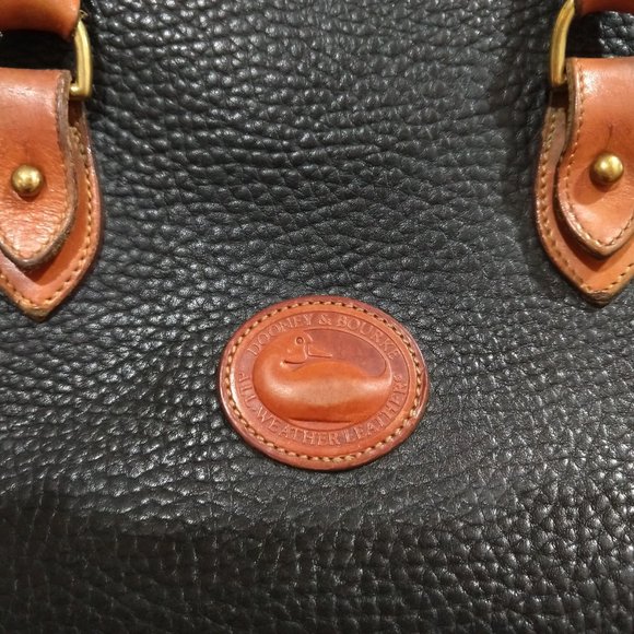 Vintage 80s Dooney & Bourke USA Brown Black Pebbled Leather Shoulder Satchel Bag - Picture 8 of 15